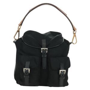 Prada Double Pocket Drawstring Tessuto Black Nylon Shoulder Bag Bag